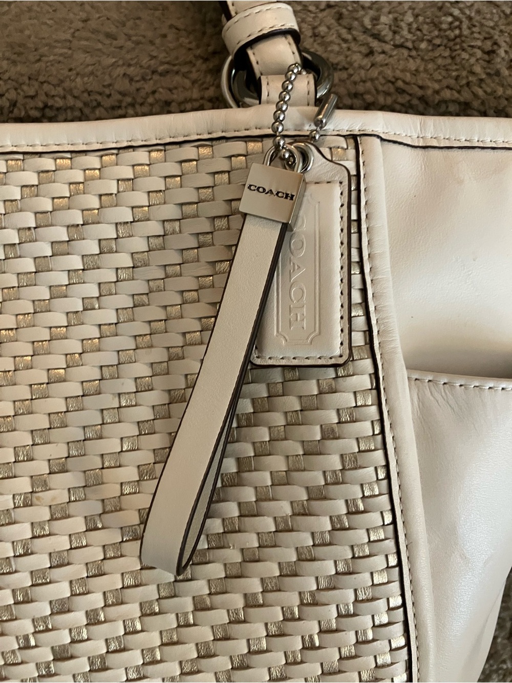 SPOTLESS AND LIKE BRAND NEW!! COACH PARK WOVEN LEATHER TOTE SHOULDER BAG F31285 - Picture 3 of 13